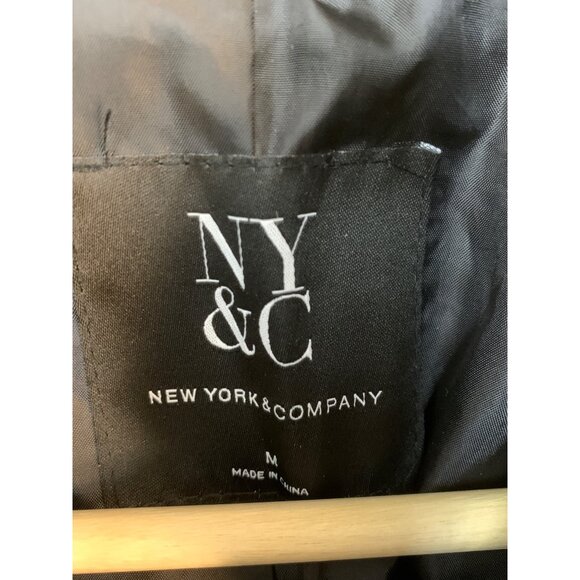 New York & Company Black Womens Trench Coat Belted Double Breast Medium RB10381 - Picture 5 of 15